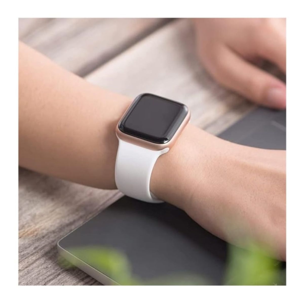 GENERICO - CORREA DE SILICONA PARA APPLE Y SMART WATCH 42-44-45-49MM - BLANCO