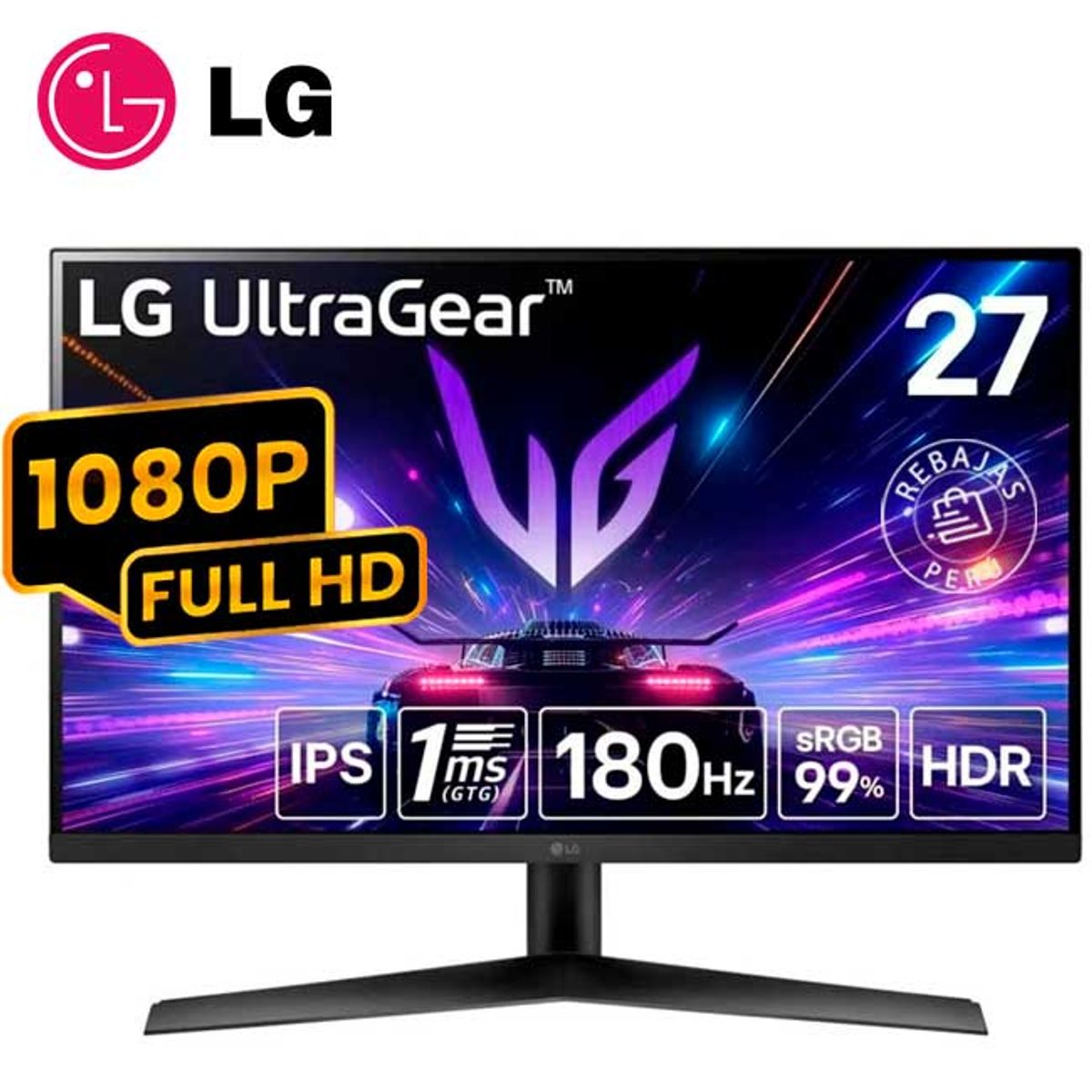 LG - Monitor LG UltraGear 27GS50F-B 27 FHD 180Hz 1ms HDR10 FreeSync