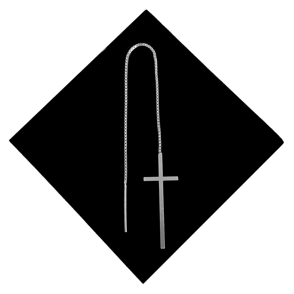 GENERICO - Aretes Largos Pasantes Cruz Regalo Mamá Novia Joya Plata 925