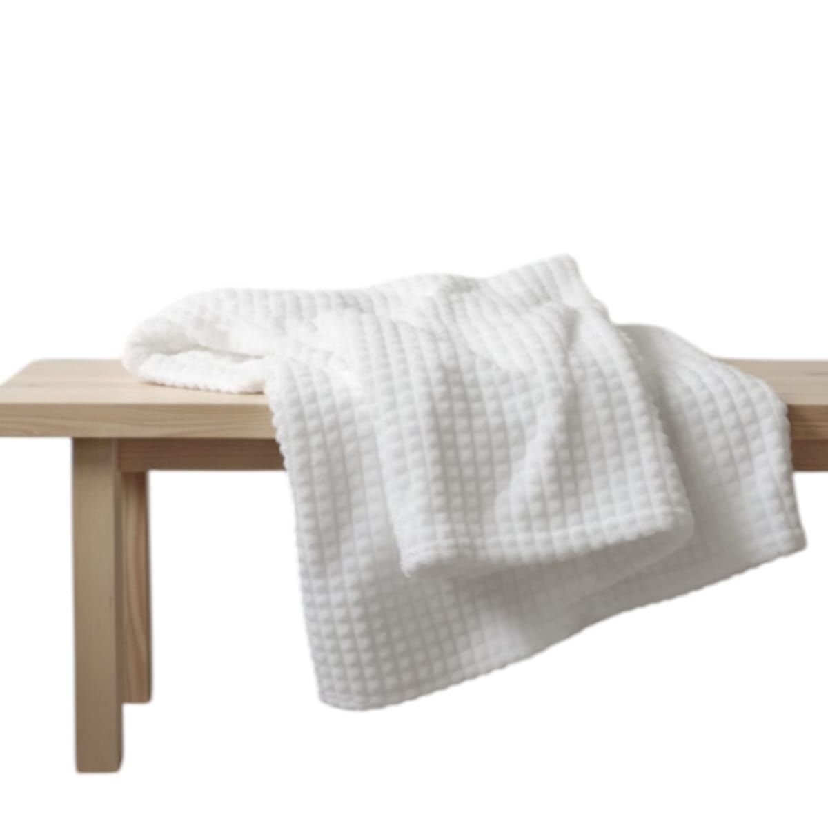 GENERICO - Manta Doble Cara Waffer Blanco Nieve Pura 120 x 179 cm Zalmohadas