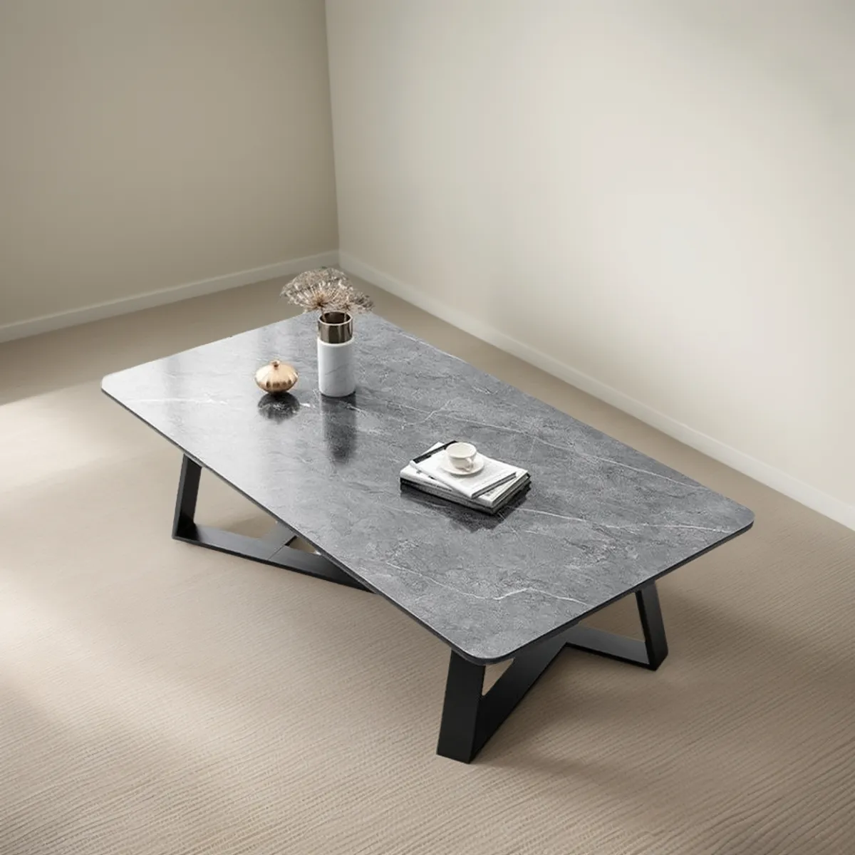 ANYHOGAR - Mesa de centro de madera con imitación de mármol