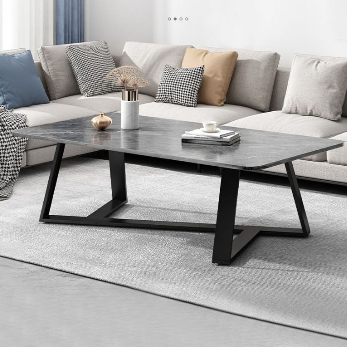 ANYHOGAR - Mesa de centro de madera con imitación de mármol