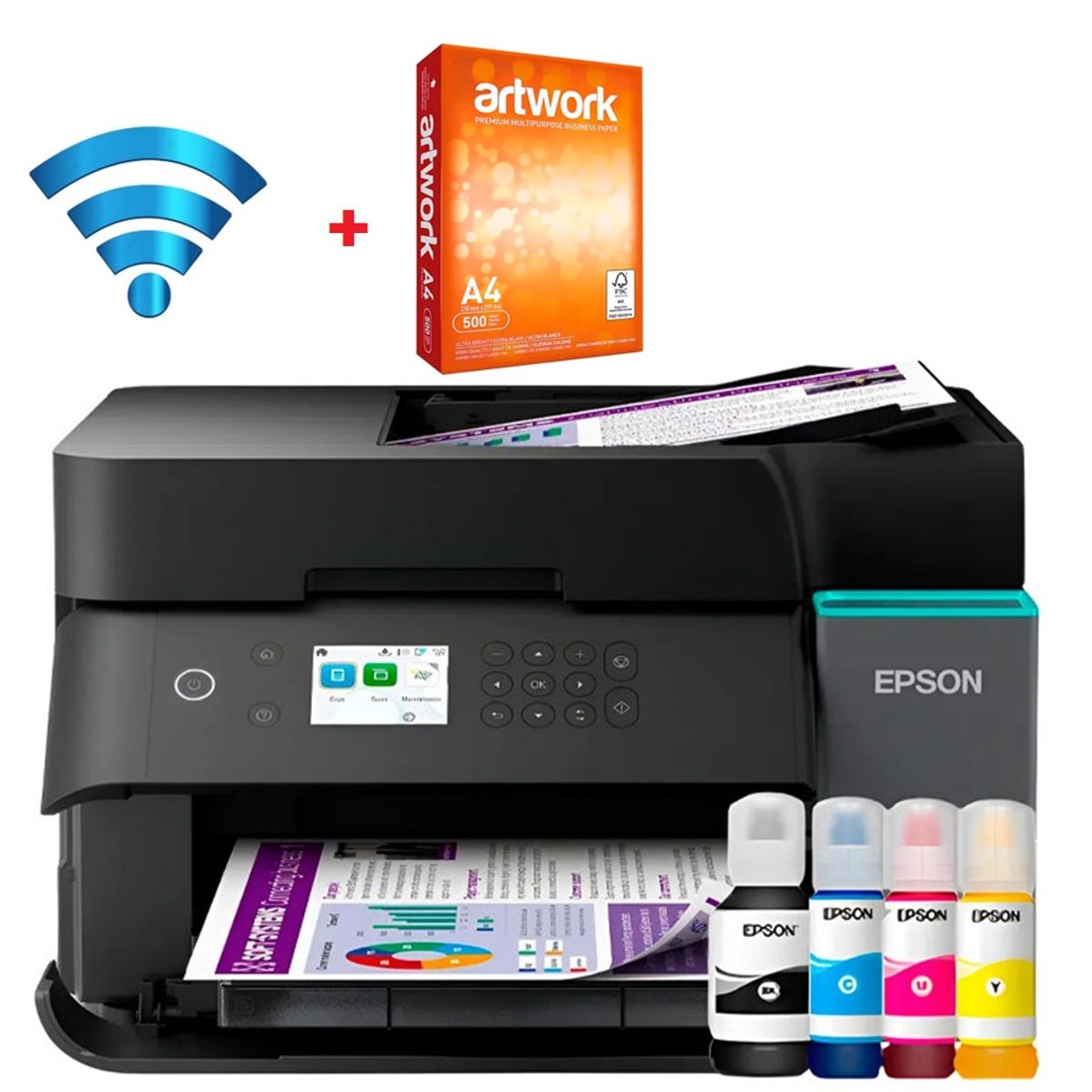 EPSON - Impresora Epson L6370 Multifuncional wifi ADF Duplex y Ethernet + Papel BOND