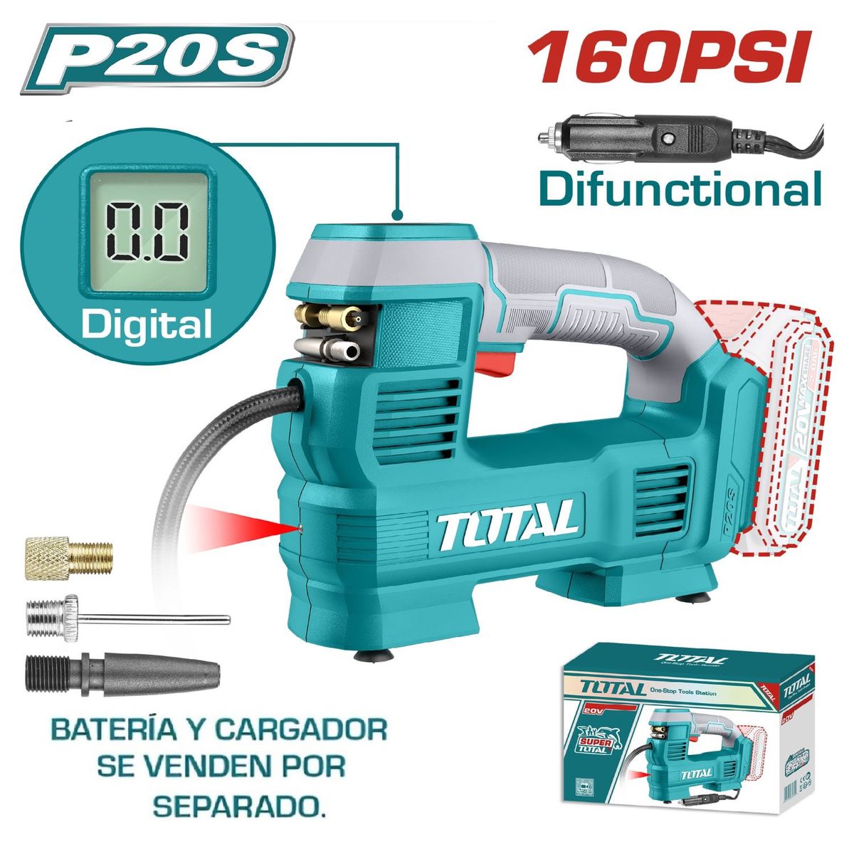 Total Tools - Compresora De Aire Automático Inalámbrica 20v 160 Psi 35L Total / TACLI2012