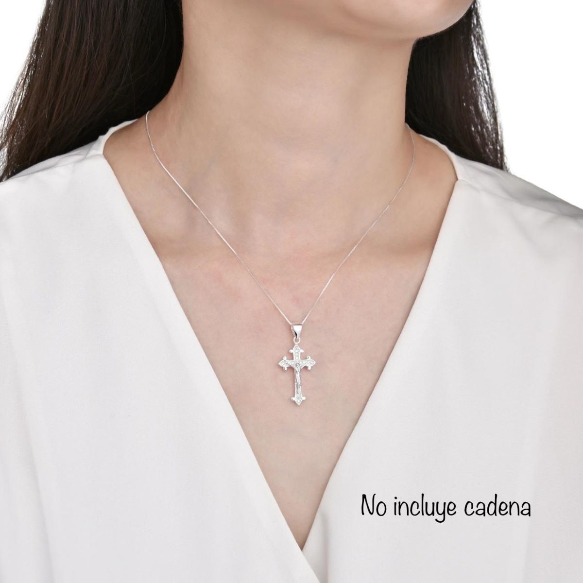 SANTORAL - Dije Cruz Cristo Brillos - Plata