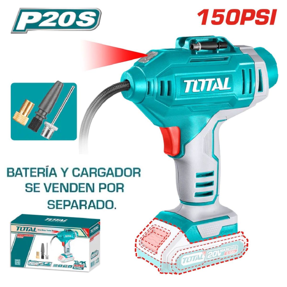 TOTAL TOOLS - Compresor De Aire Total Li-Ion 20v 150psi 1034bar - TACLI2018