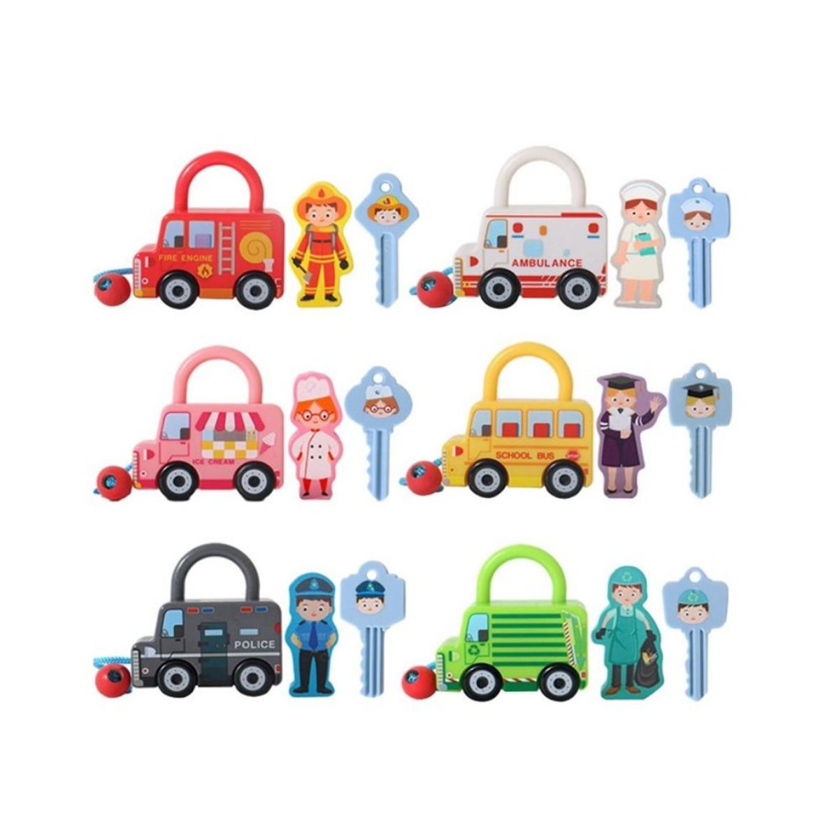 GENERICO - JUGUETE DIDACTICO CARRO DE PROFESIONES CON LLAVES