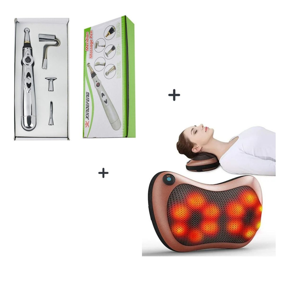 GENERICO - PACK Lápiz Masajeador de Acunputura + Almohada Masajeadora