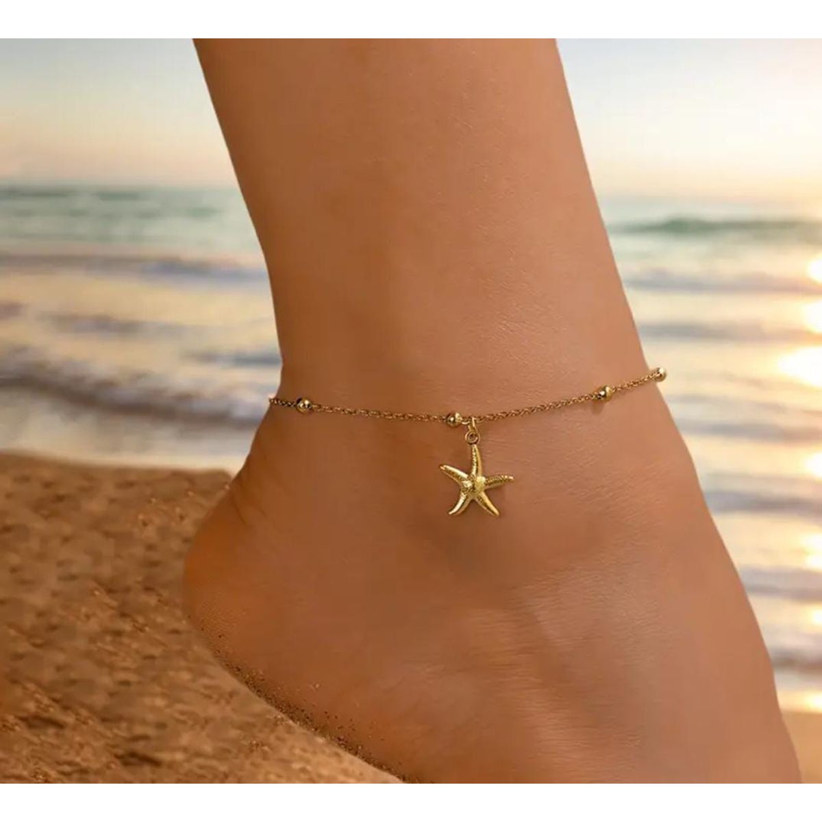 MORITA BAG STORE - TOBILLERA PARA MUJER CON ESTRELLA DE MAR Y PERLAS