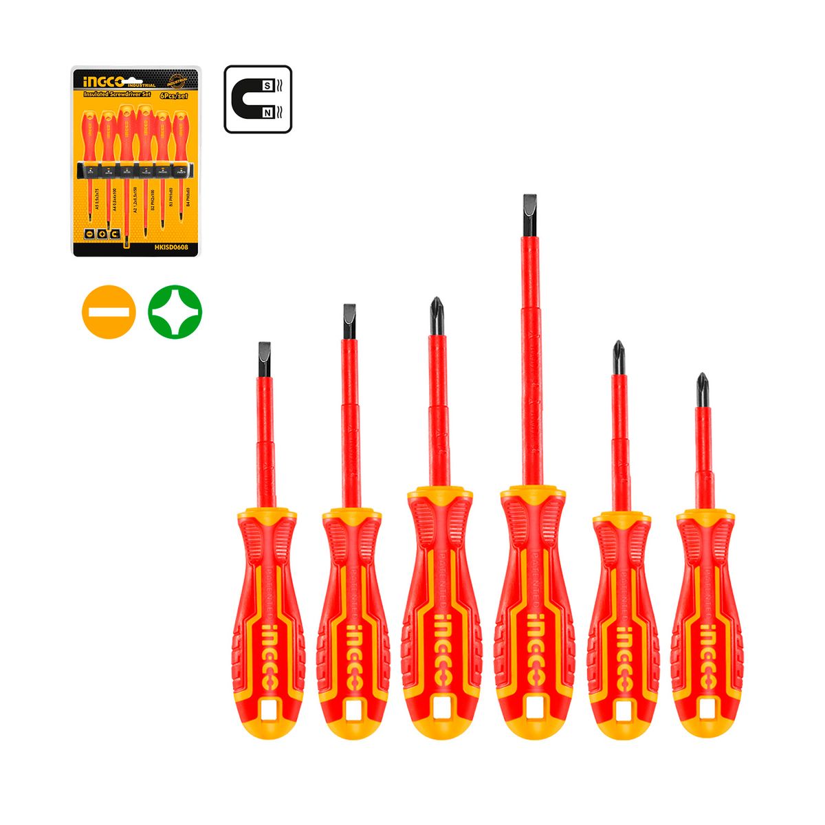 INGCO TOOLS - Set 6 Destornilladores Aislados 1000v Con Mango Ergonómico
