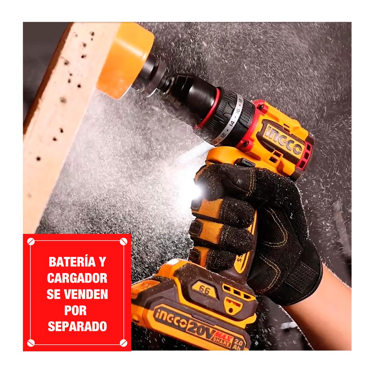 Taladro Percutor 13mm Inalámbrico 20v Brushless 2velocidades, marca INGCO TOOLS - Foto 2