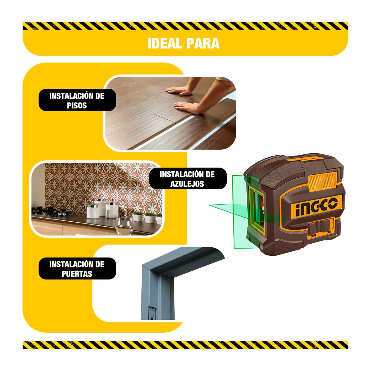 INGCO TOOLS - Nivel Láser Autonivelante Verde 35m Con Soporte Magnético