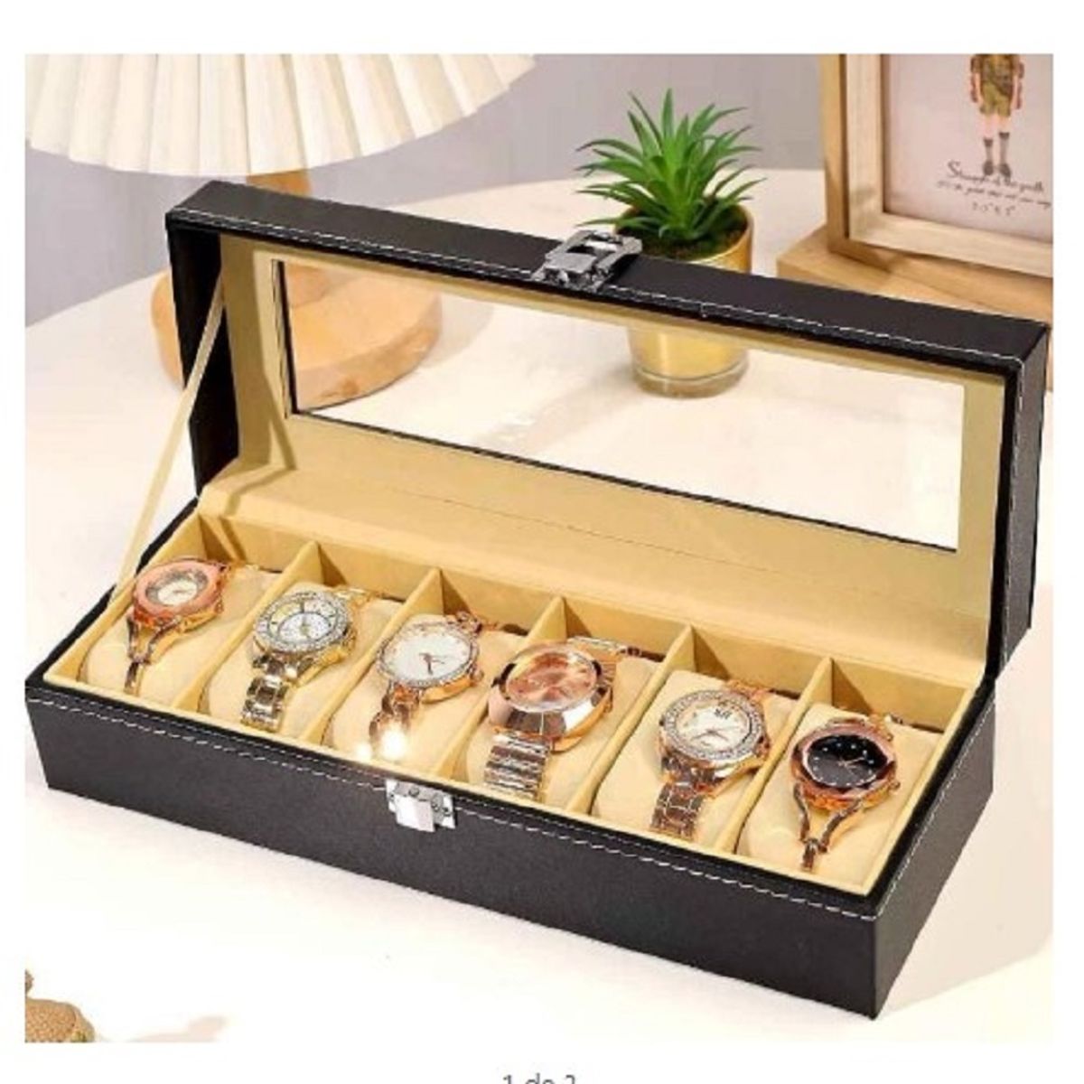 GENERICO - Porta relojes caja de lujo 6 unidades joyas estuche UNISEX