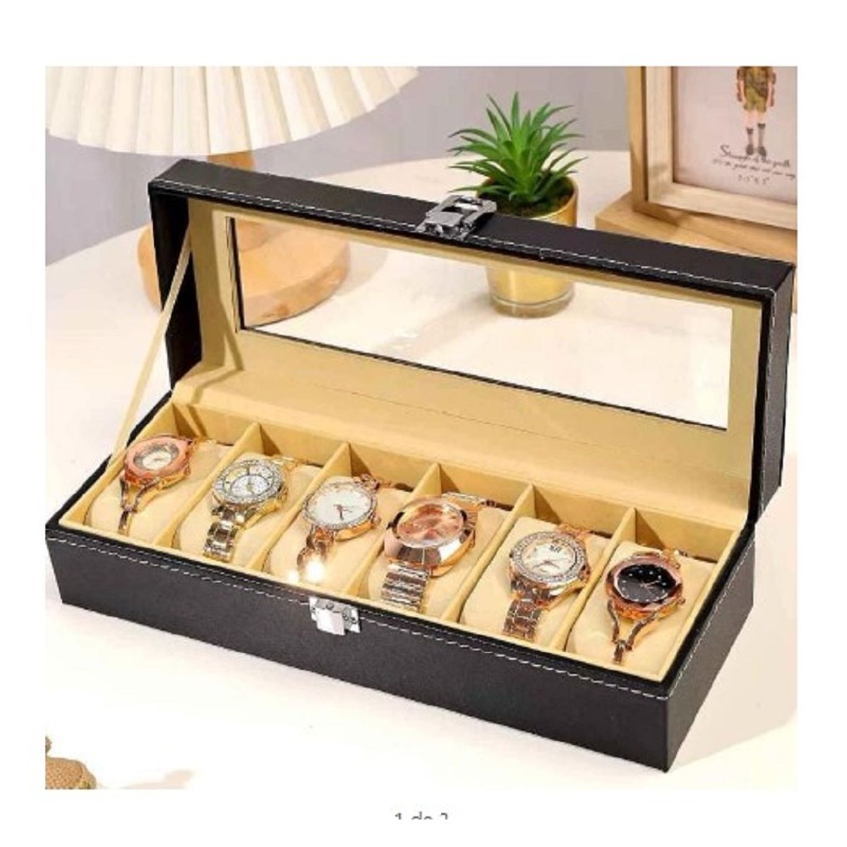 GENERICO - Porta relojes caja de lujo 6 unidades joyas estuche UNISEX