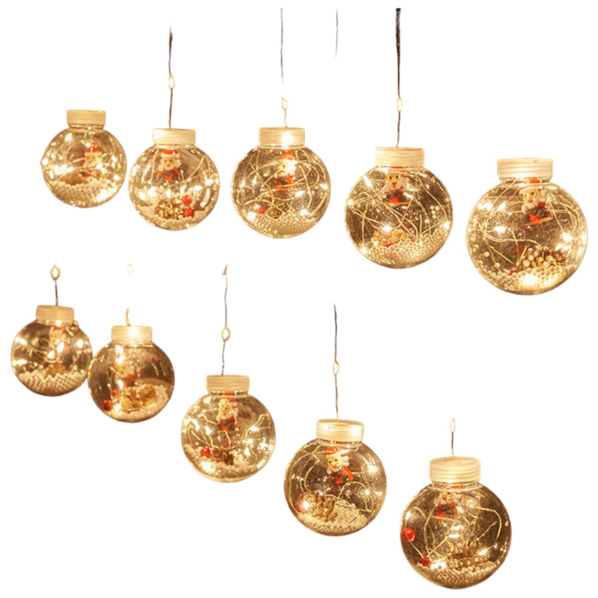 OEM - Luces Navideñas Led Cascada 3m 10 Esferas 110focos Cálida