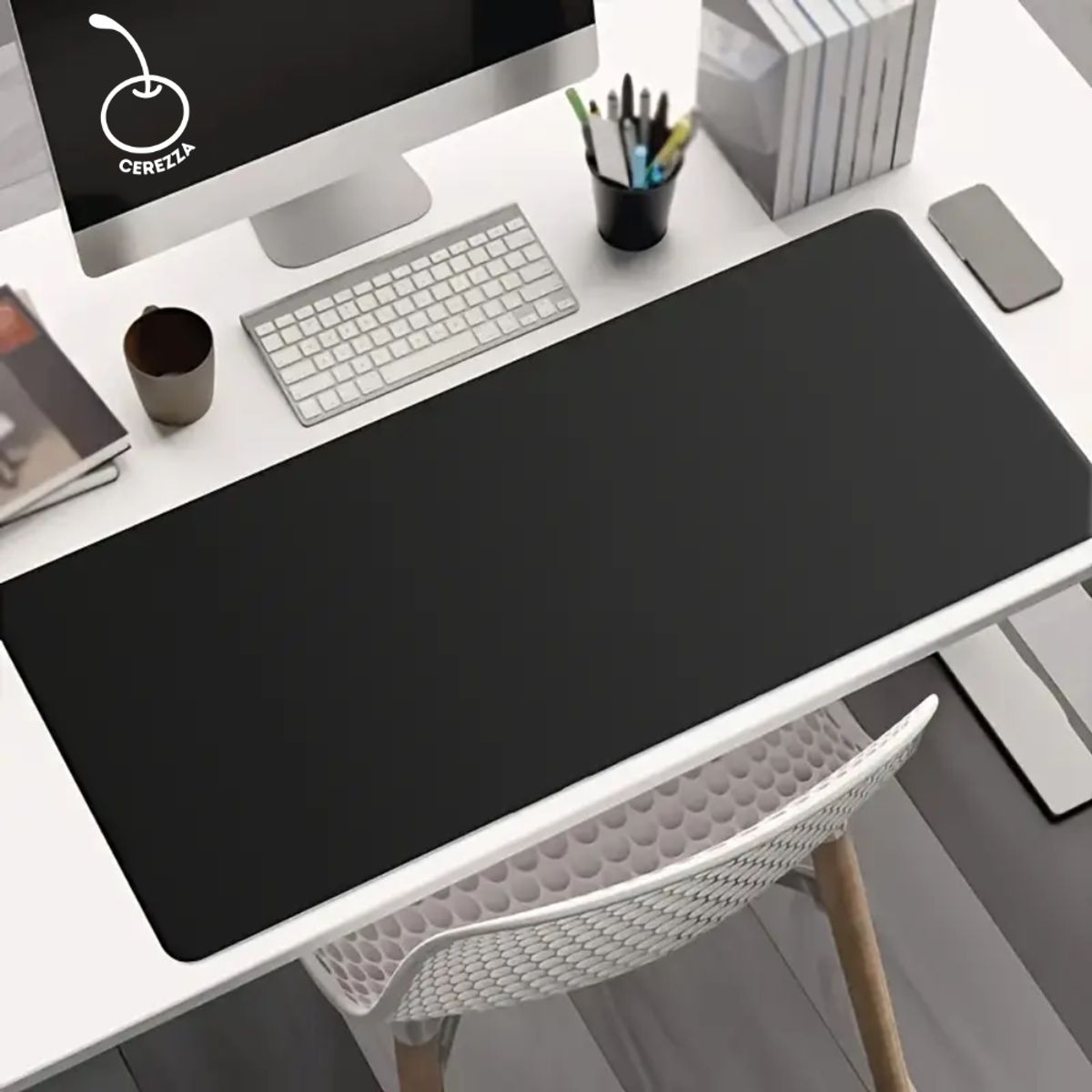 GENERICO - Mouse Pad Gamer XL 90cm x 40cm  Alfombrilla para PC Borde Cosido Negro