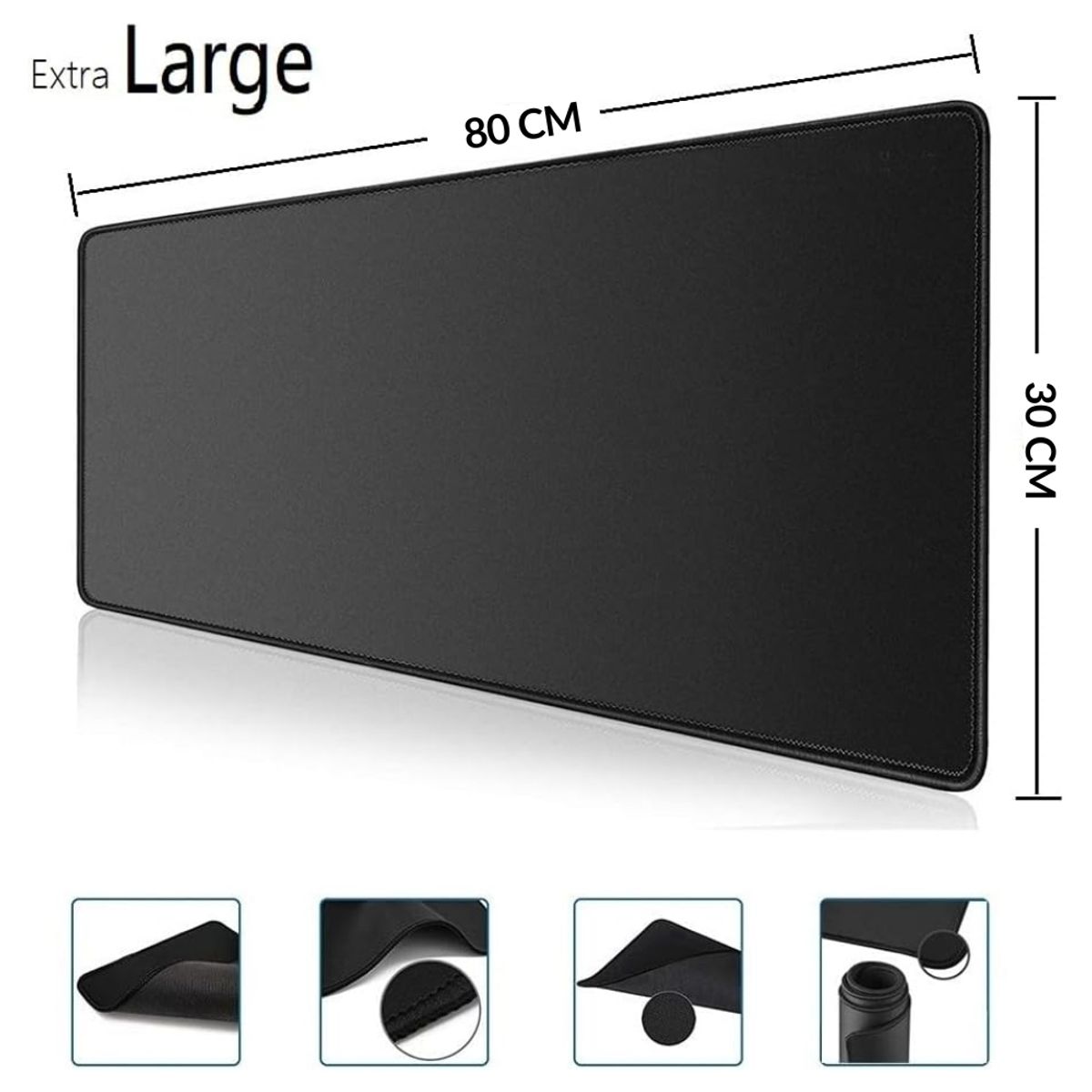 GENERICO - Mouse Pad Gamer XL 80cm x 30cm  Alfombrilla para PC Borde Cosido Negro