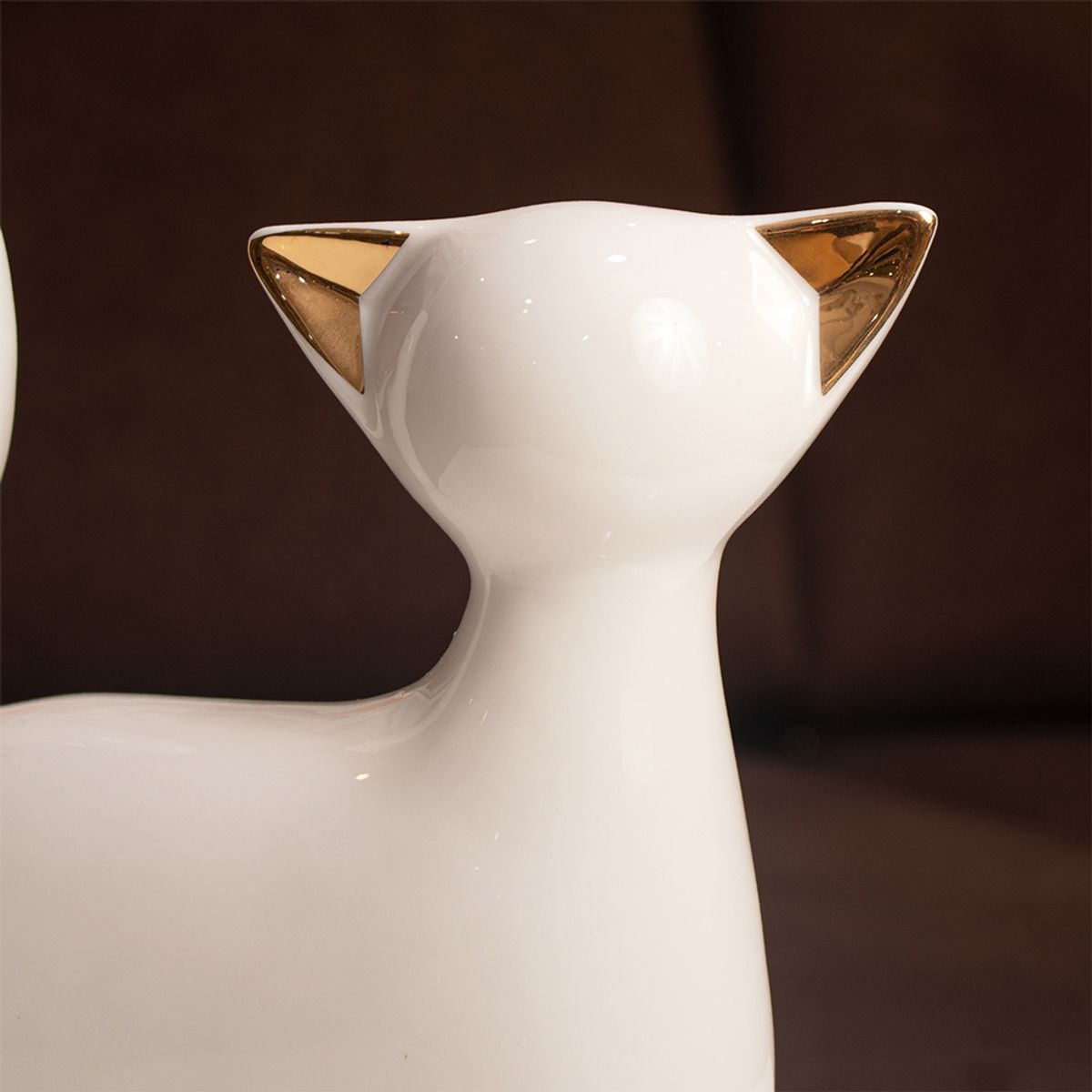 PANORAMA HOGAR - Gato BlancoDorado 217Cm Ceramica Decorativo