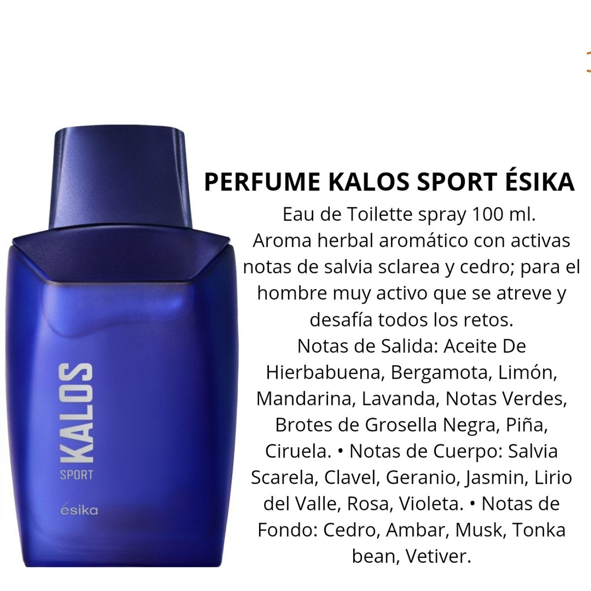 ESIKA - Perfume kalos sport ésika spray 100 ml nuevo stock