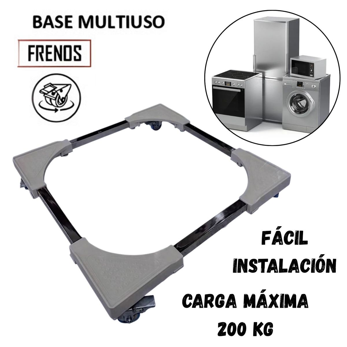 GENERICO - Base Móvil Multifuncional MDWM007M para Electrodomésticos 200 kg
