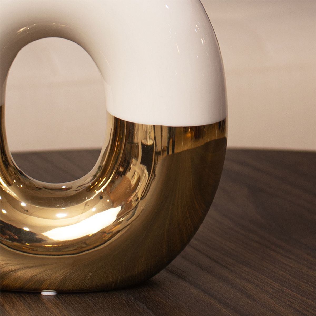 PANORAMA HOGAR - Florero Panadecor Redondo Cerámica BlancoDorado 188CM