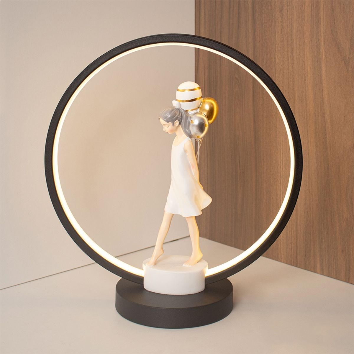 PANORAMA HOGAR - Lámpara de Mesa Panadecor Aro LED con Figura y Globos 33CM