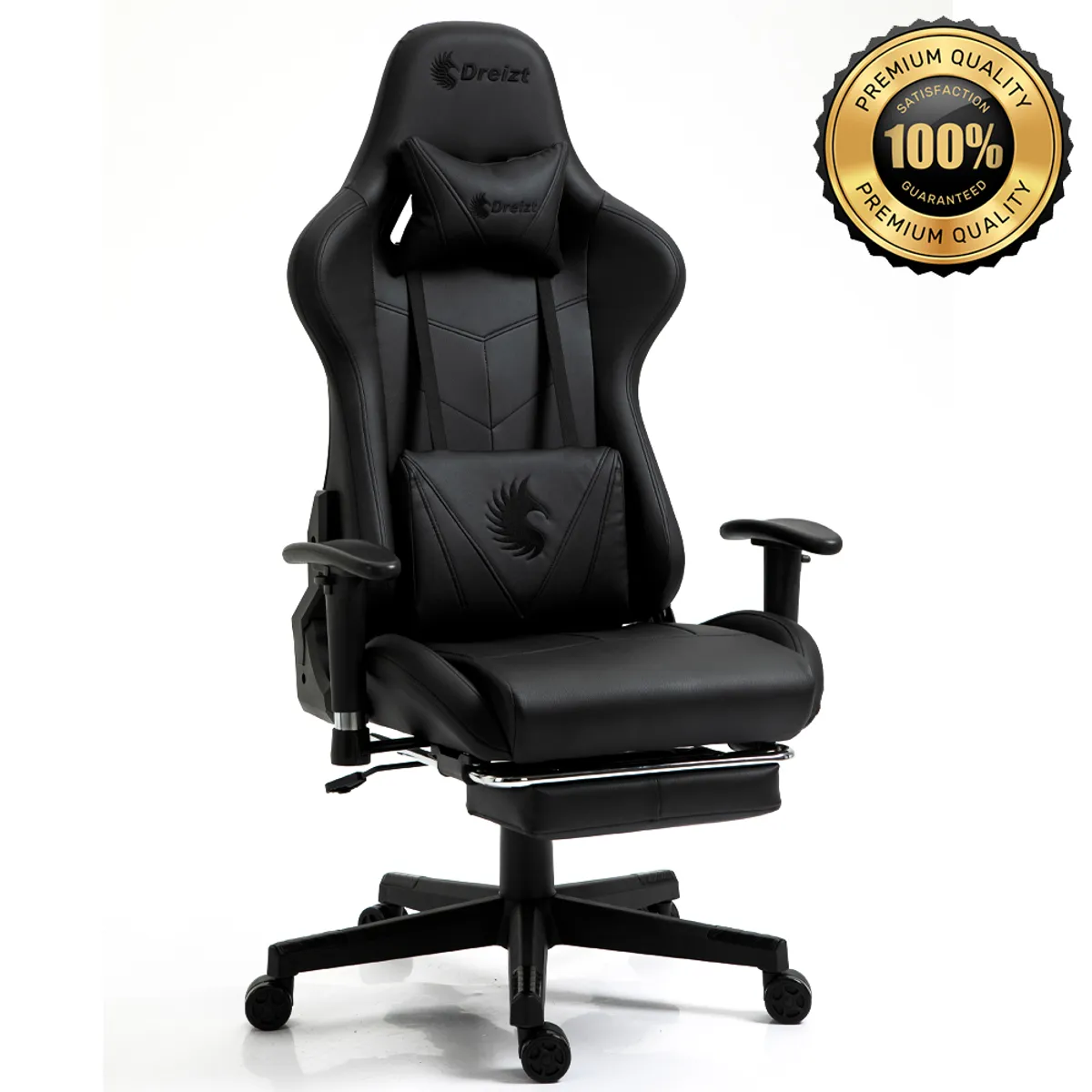 DREIZT - Silla Gamer Dreizt Apolo Series Negro 180° Alta Calidad con Posapies