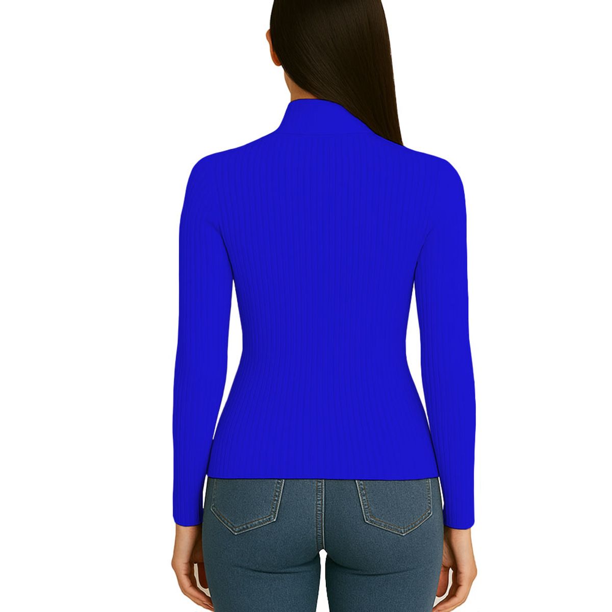 GENERICO - Polo Mujer Cafarena Manga Larga Rib Grueso Tic-13 Color Azul