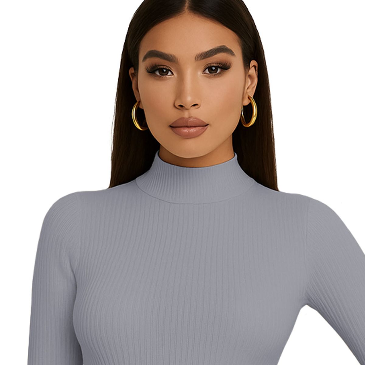 GENERICO - Polo Mujer Cafarena Manga Larga Rib Grueso Tic-13 Color Gris