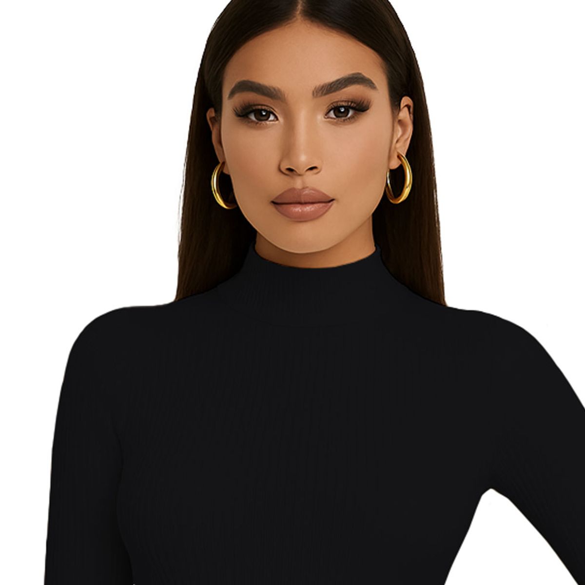 GENERICO - Polo Mujer Cafarena Manga Larga Rib Grueso Tic-13 Color Negro