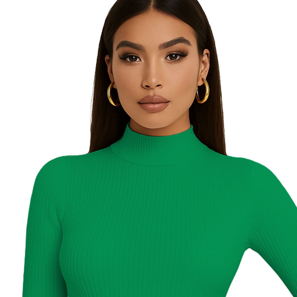 GENERICO - Polo Mujer Cafarena Manga Larga Rib Grueso Tic-13 Color Verde