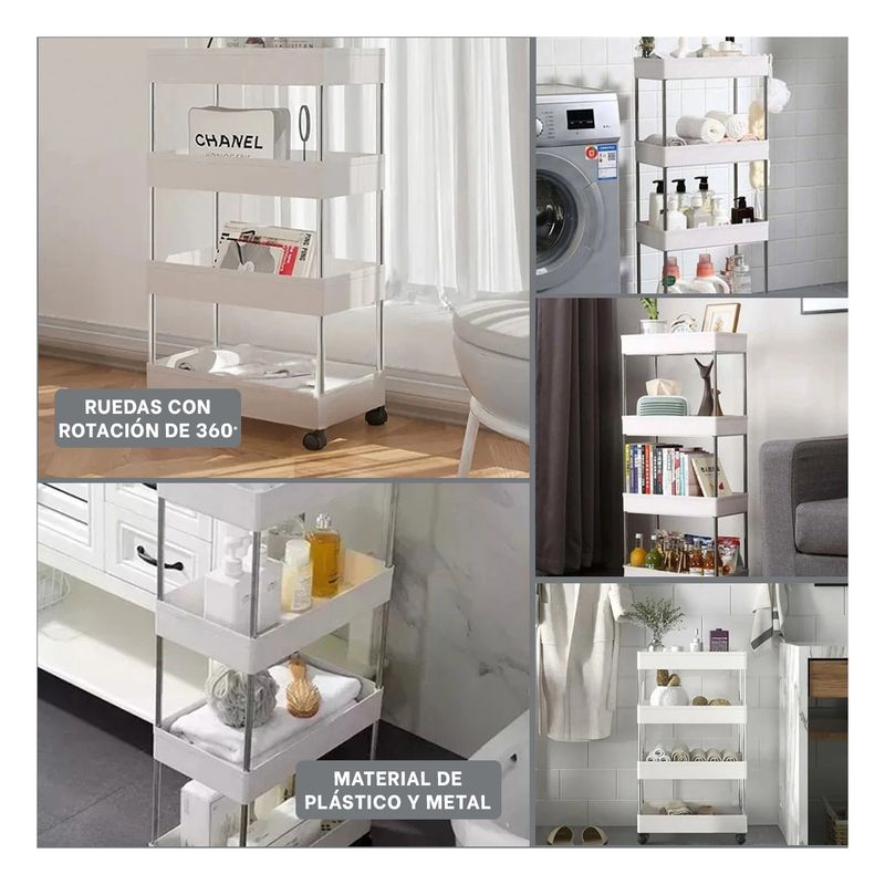 RYBIU IMPORT - Pack4 Estante Util Solido de 4 en Blanco Y+Regalo Stickers