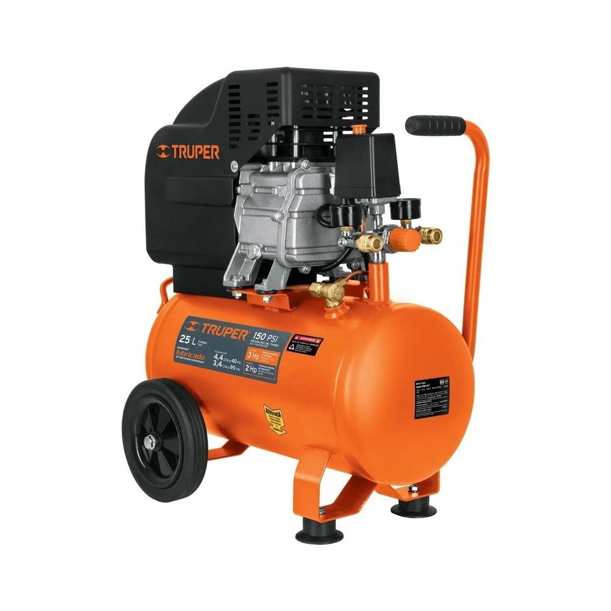 TRUPER - COMPRESORA DE AIRE HORIZONTAL 25 LITROS NARANJA 11836 TRUPER