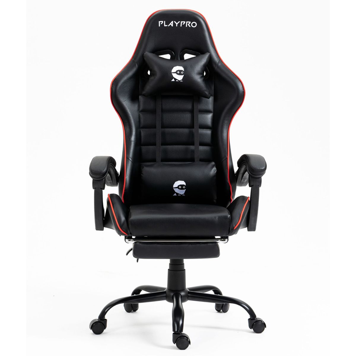 PLAYPRO - Silla Gamer con Masajeador Lumbar Playpro X1 Rojo Base de Metal