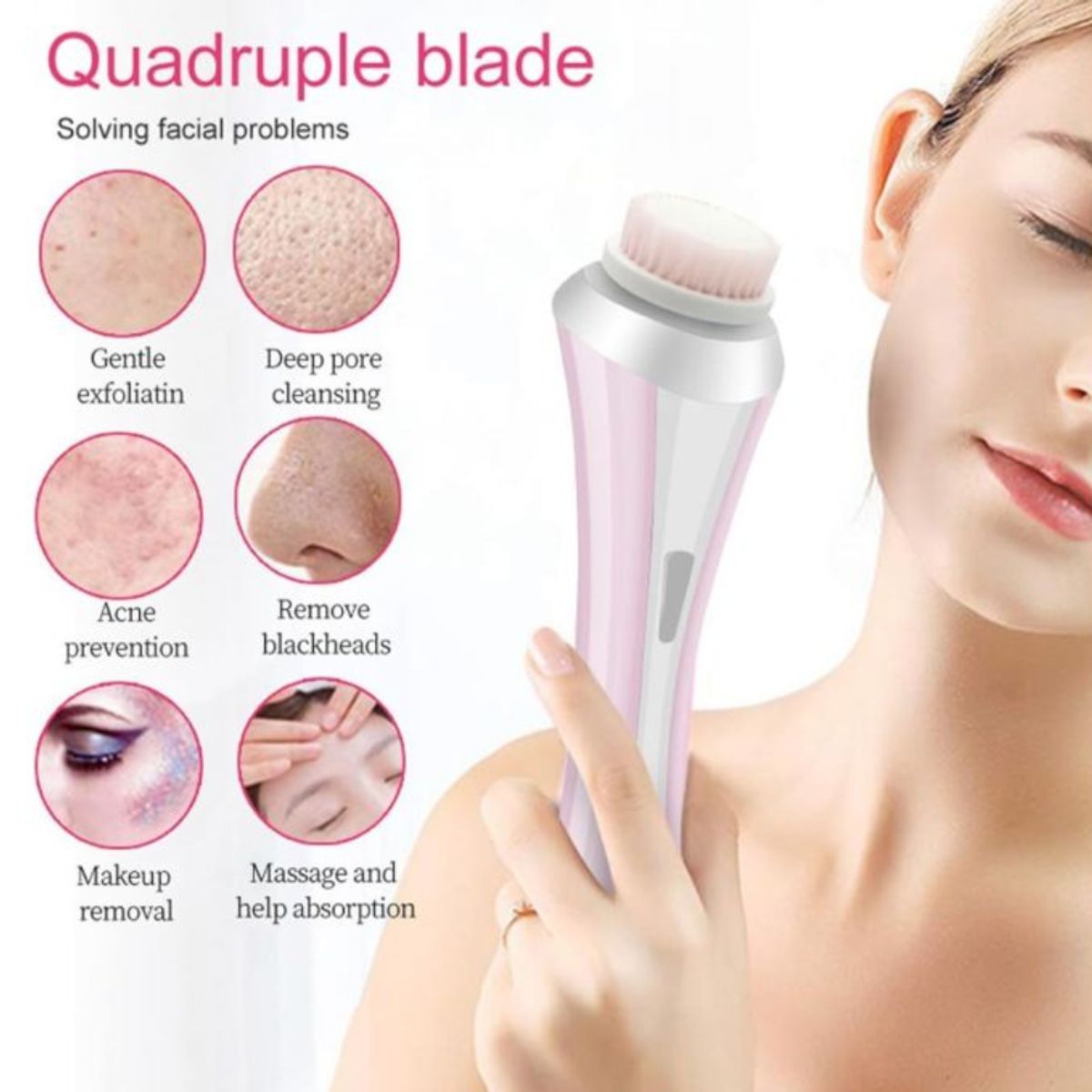 GENERICO - Masajeador y Limpiador Facial 3 en 1 Recargable GBL-737