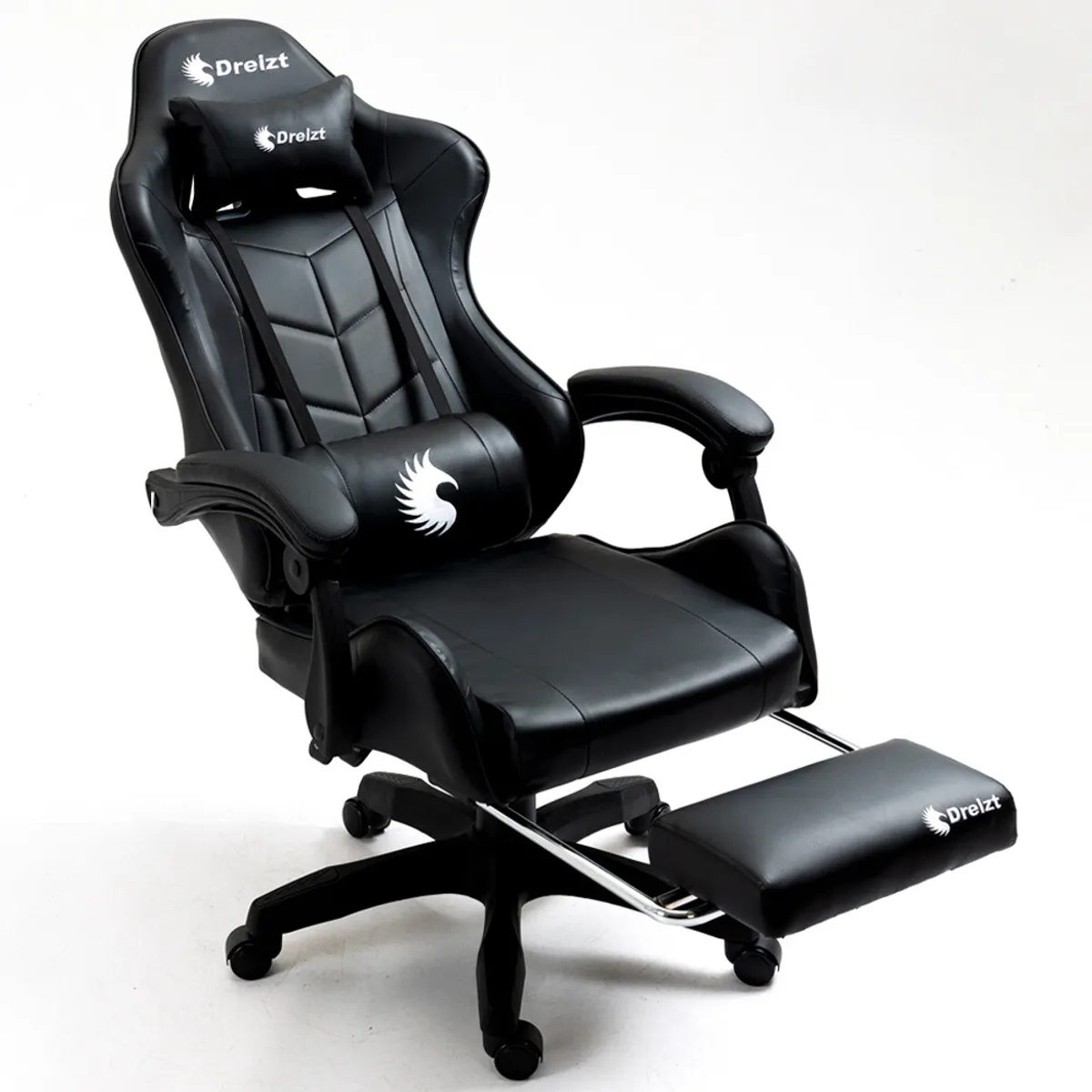 DREIZT - Silla Gamer Ergonómica Dreizt Shine Series Negro Posapies Reclinable