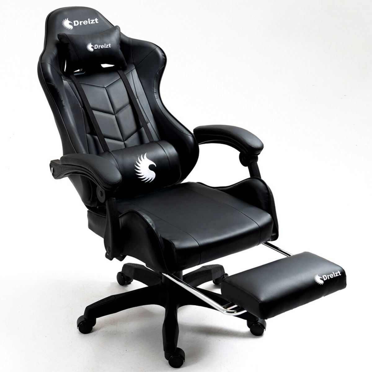 DREIZT - Silla Gamer Ergonómica Dreizt Shine Series Negro Posapies Reclinable