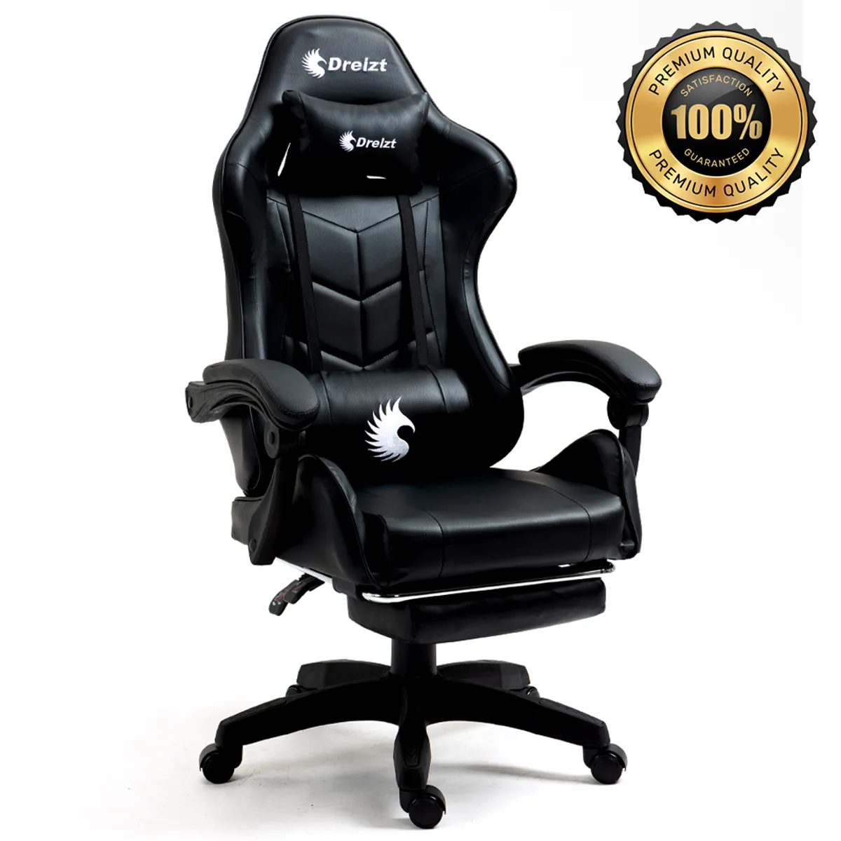 DREIZT - Silla Gamer Ergonómica Dreizt Shine Series Negro Posapies Reclinable