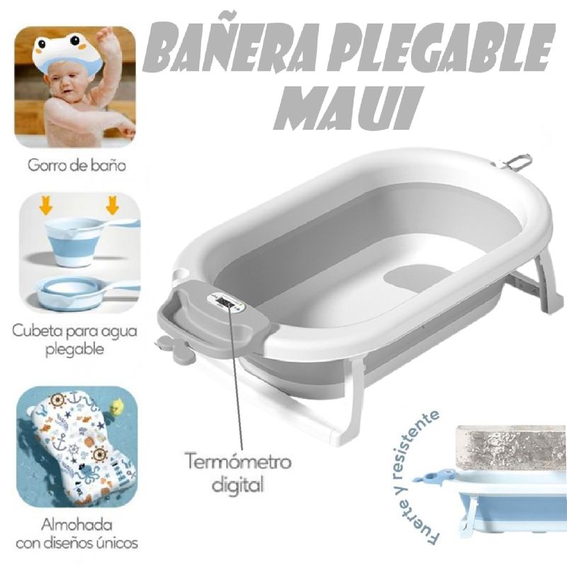 GENERICO - Bañera De bebe Con Termometro Plegable Maui -Gris