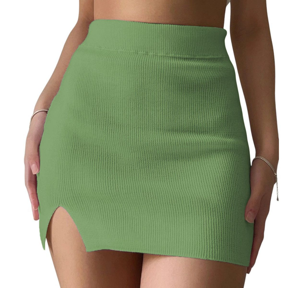 GENERICO - Minifalda Manga 35 Hilo Mujer Celeste Casual 359G-12 Color Olivo