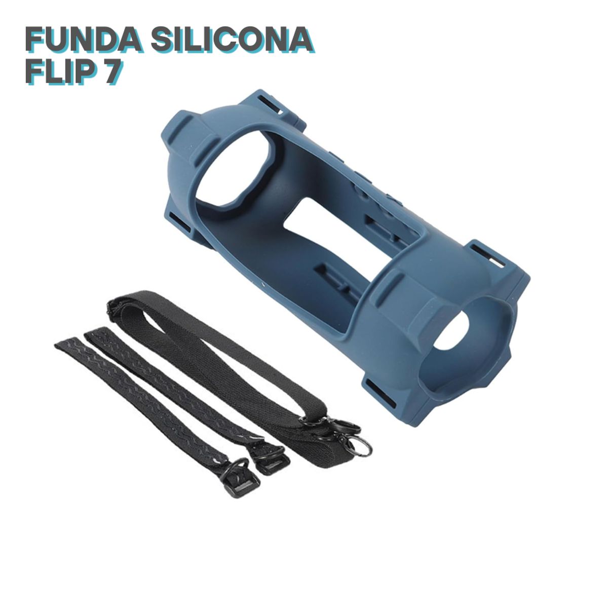 GENERICO - Funda de Silicona con correa para el parlante Jbl Flip 7 - Azul