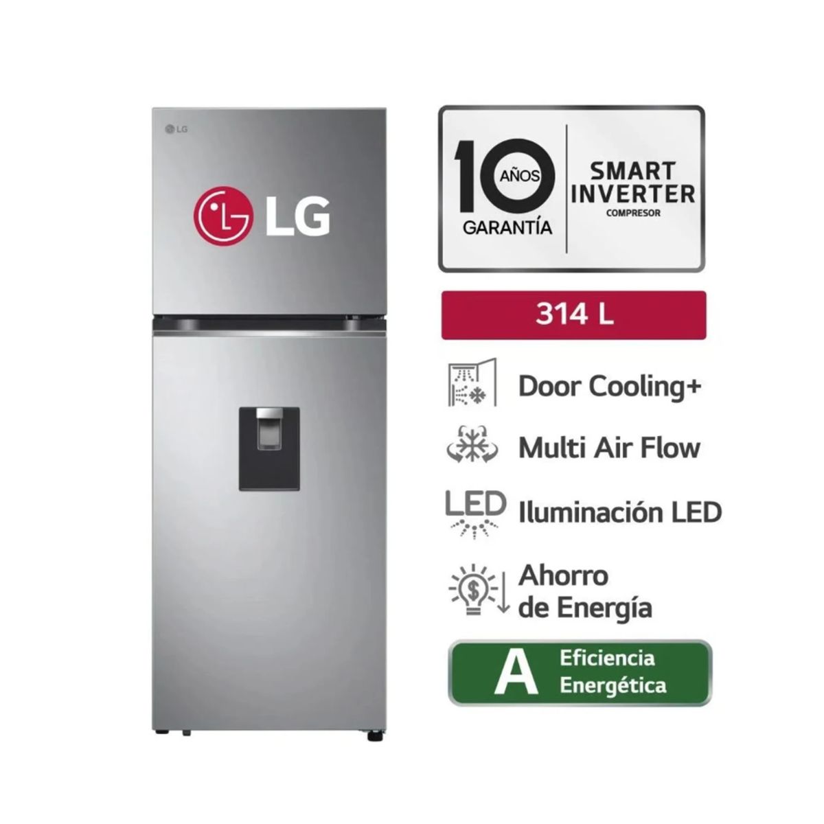 LG - REFRIGERADORA LG TOP FREEZER NO FROST 314L GT31WPP DOOR COOLING PLATEADO