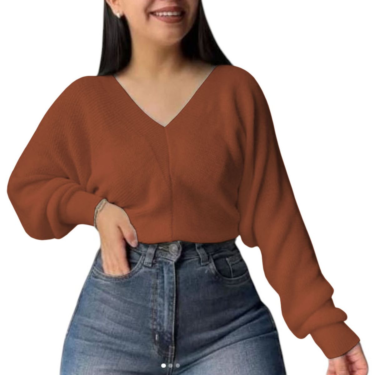 GENERICO - Chompa Mujer Hilo Espalda Descubierta 474G Lid-25 Color Caramelo