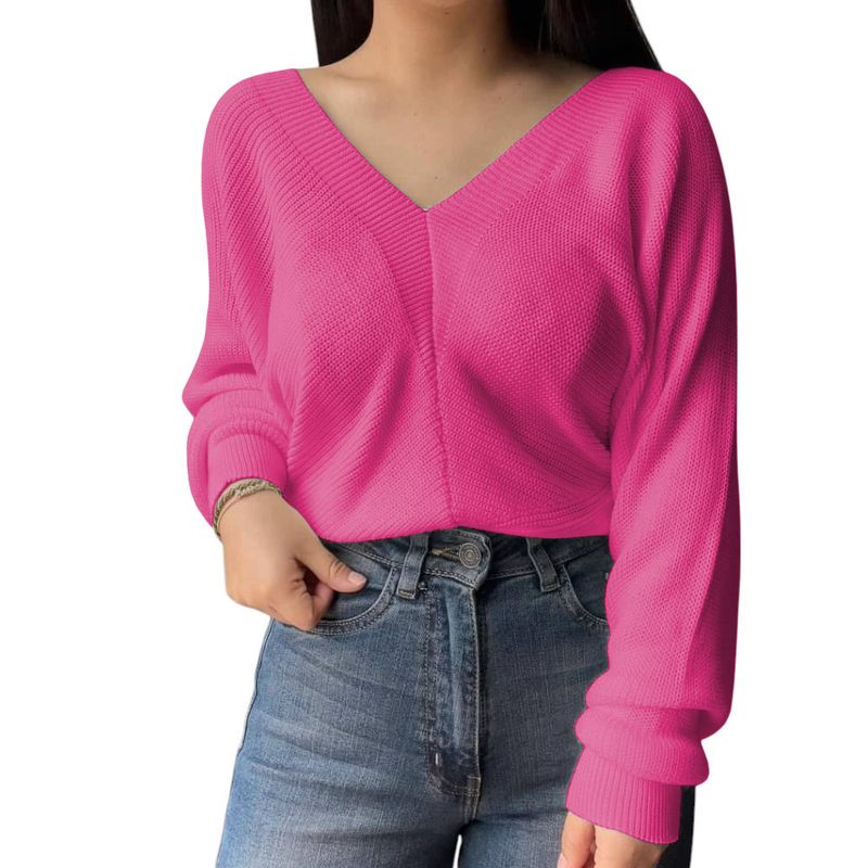 GENERICO - Chompa Mujer Hilo Espalda Descubierta 474G Lid-25 Color Fucsia