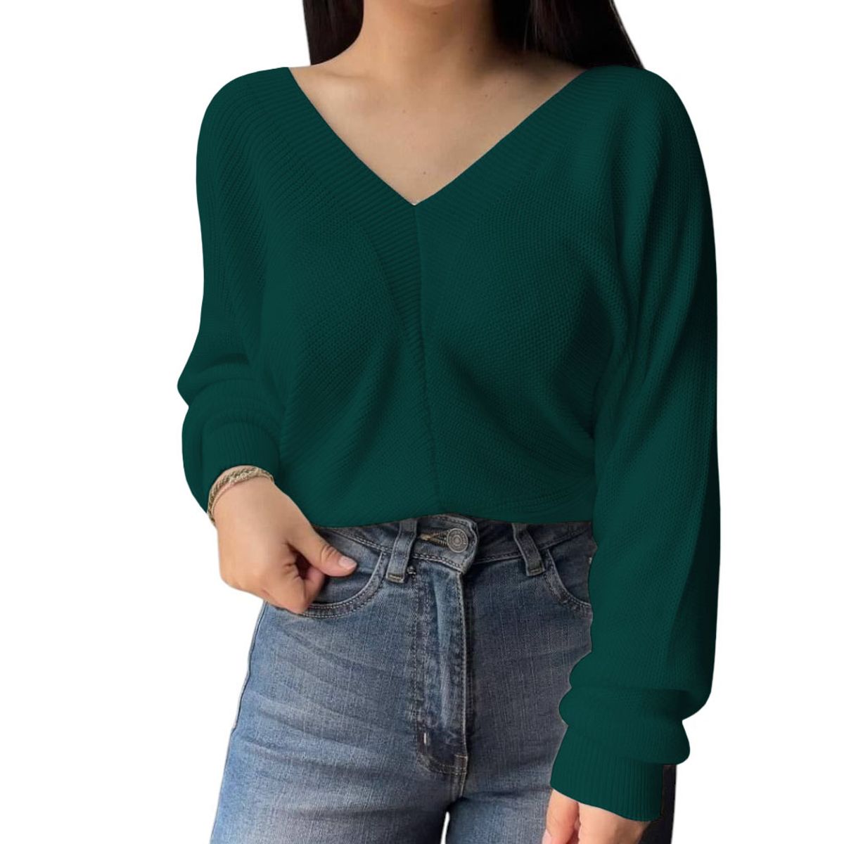 GENERICO - Chompa Mujer Hilo Espalda Descubierta 474G Lid-25 Color Verde