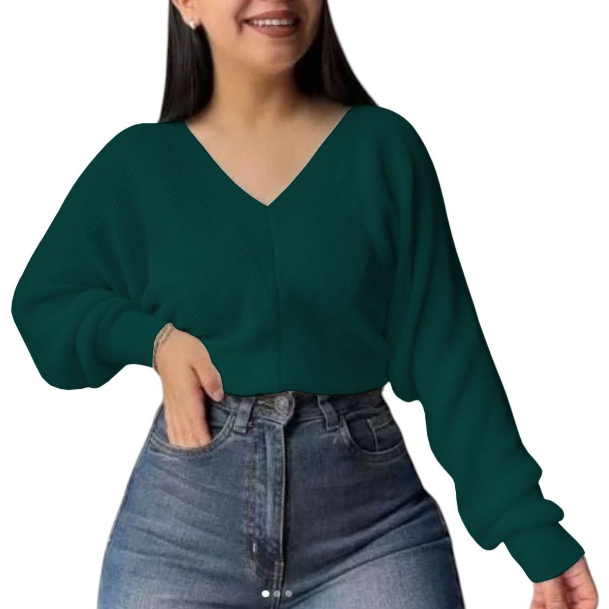 GENERICO - Chompa Mujer Hilo Espalda Descubierta 474G Lid-25 Color Verde