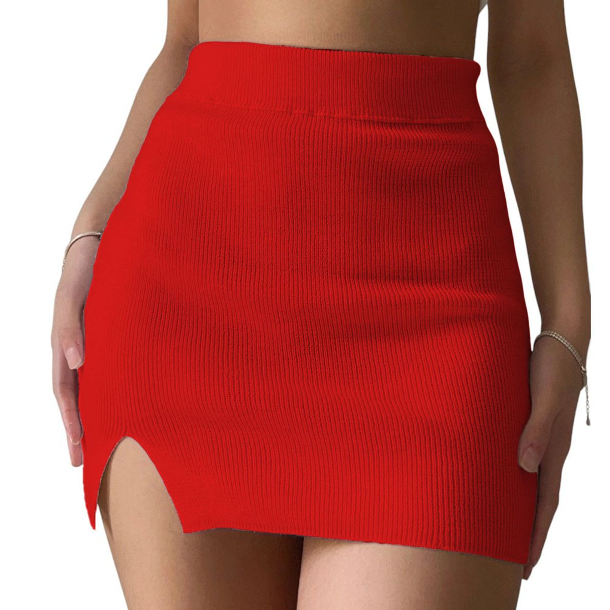 GENERICO - Minifalda Manga 35 Hilo Mujer Celeste Casual 359G-12 Color Rojo