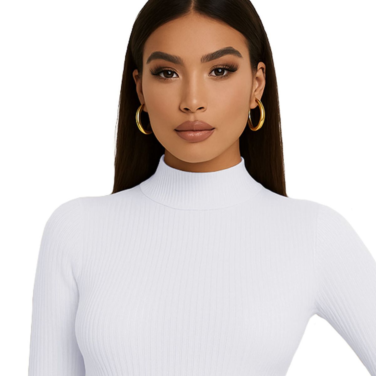 GENERICO - Polo Mujer Cafarena Manga Larga Rib Grueso Tic-13 Color Blanco