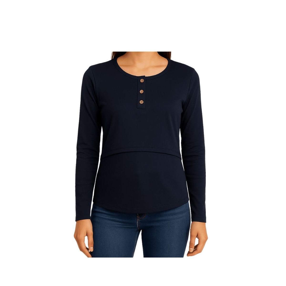 GENERICO - Polo de lactancia manga larga con botones