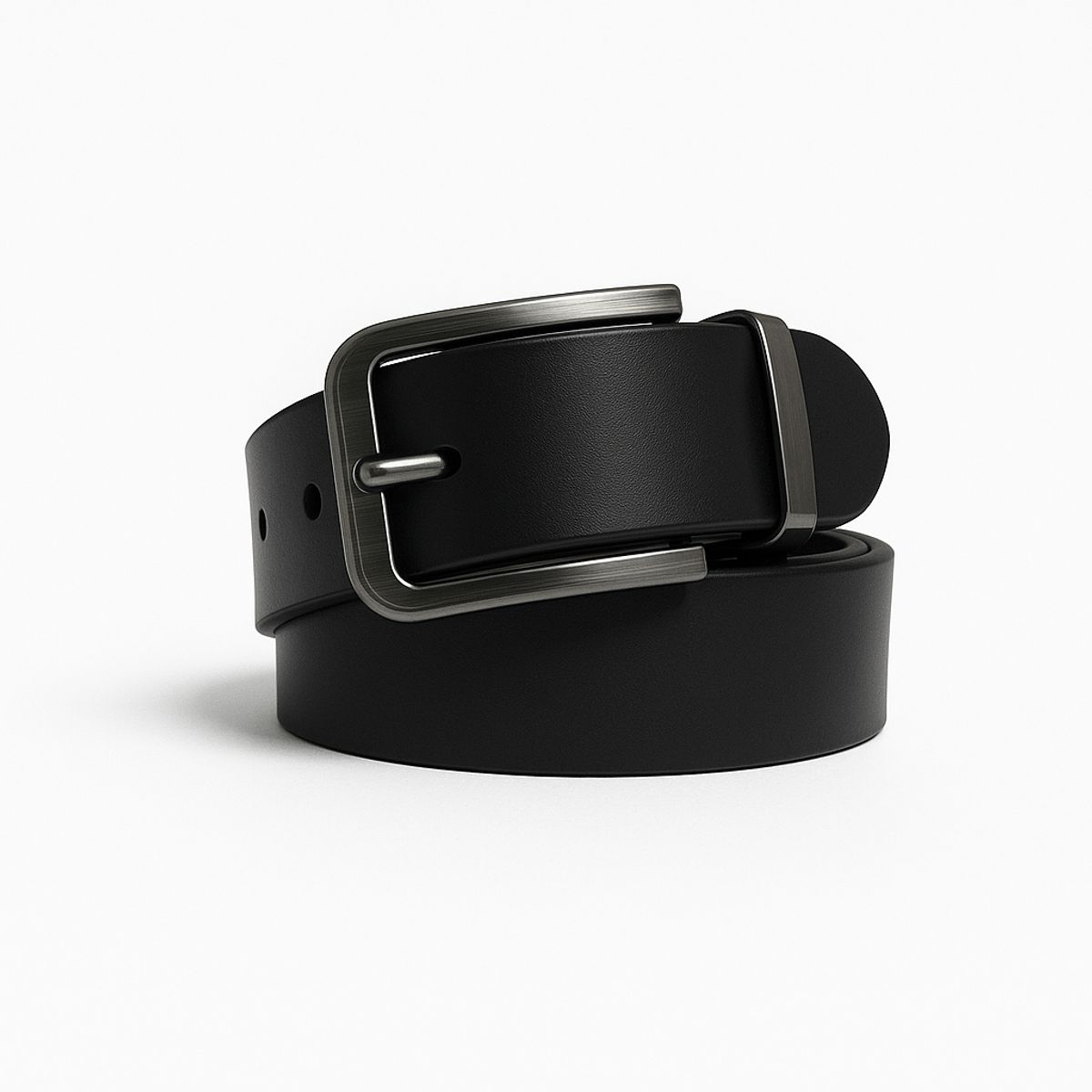 GENERICO - CORREA DE CUERO NEGRO HEBILLA PESADA